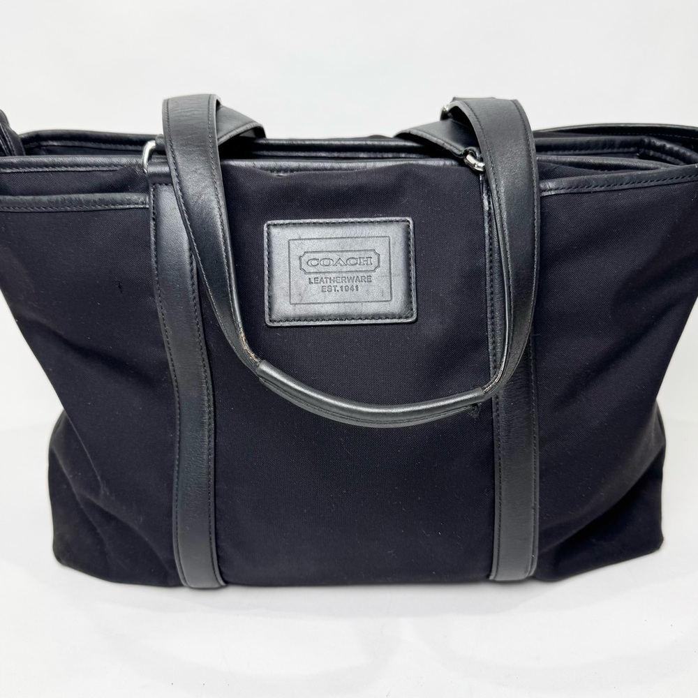 Coach Hampton Large Black Canvas/Leather Weekender Carryall Tote #77007